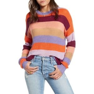 J.O.A. Multicolor Stripe Crewneck Pullover Sweater